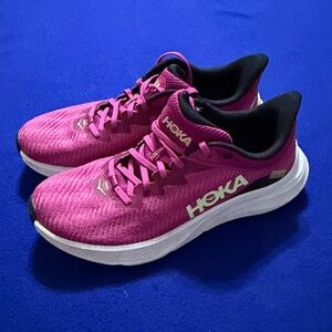 Hoka Solimar Women's Pink Athletic Running Shoes with Neon Logo 11B